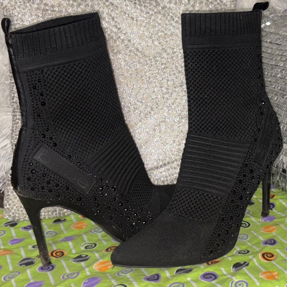 bebe Elegant Black Knit Heeled Boots - Picture 5 of 5
